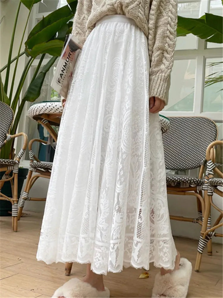 Boho Elegance Crochet Maxi Skirt