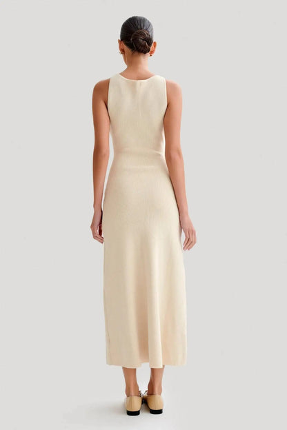 Knitted Button-Up Bodycon Maxi Dress