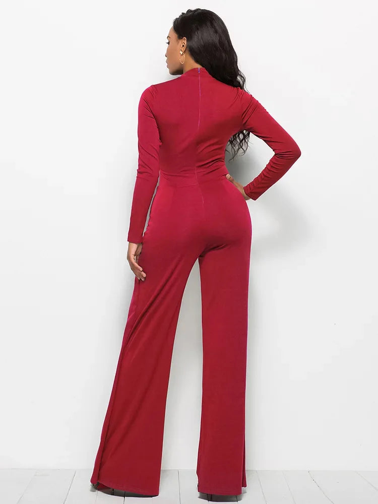 Stylish  Wide Leg Jumpsuit - Red
