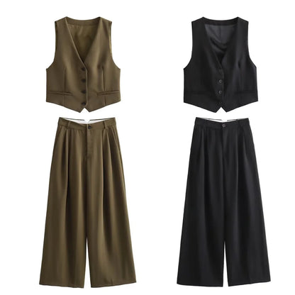 Women's Chic Two Piece Wide Leg Pant  & Top Set
