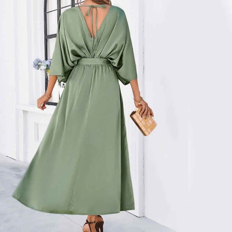 Elegant Allure Backless Belted Cocktail Dress