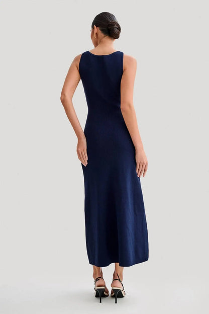Knitted Button-Up Bodycon Maxi Dress