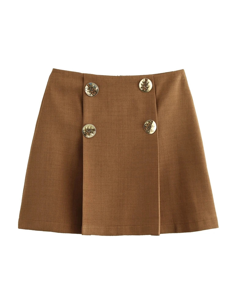 Gold Button Mini Skirt