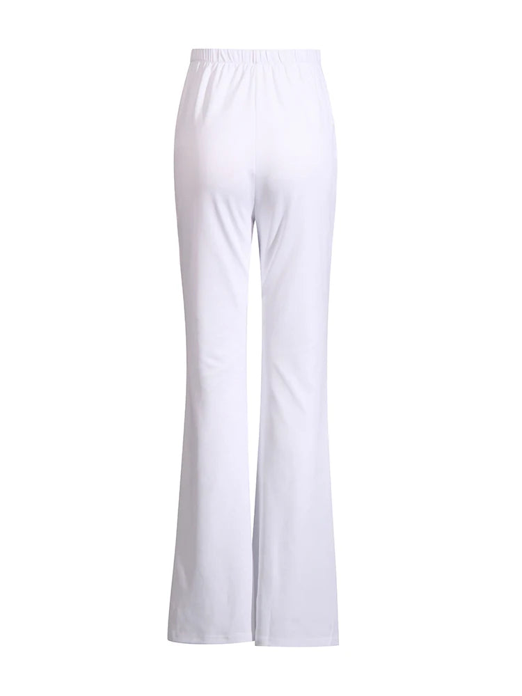 Elegant Two-Piece Set High Collar Sleeveless Hollow Out Top High Waist Pant