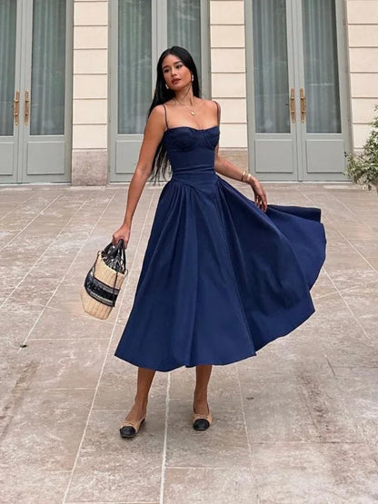 Suninheart Elegant Strap Midi Dress
