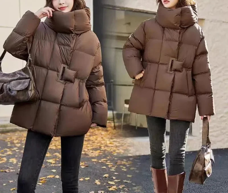 Frosty Fashion Stylish Medium-Length Down Coat