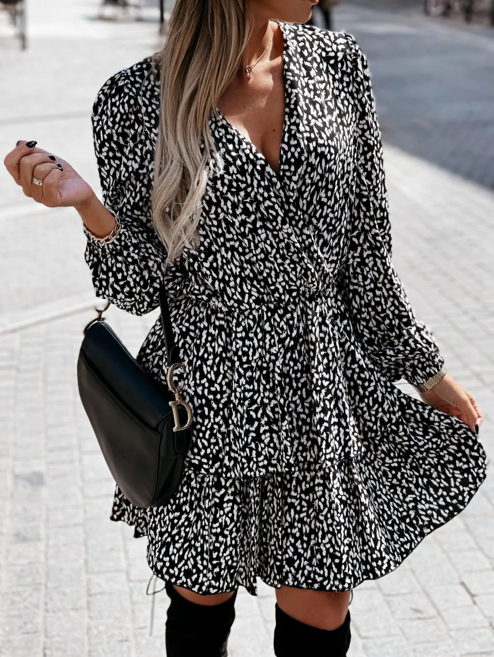 Elegant Leopard V-Neck Dress