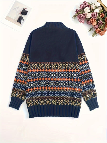 Vintage Stripes & Blooms Sweater