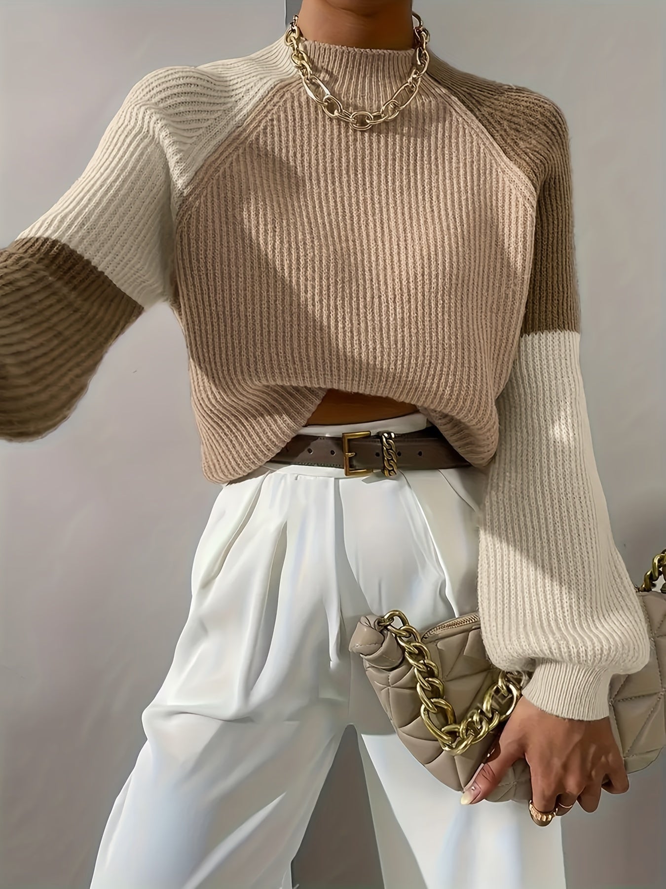 Chic Contrast Knit Sweater