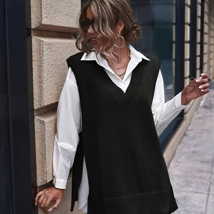 Elegant Ease V-Neck Sweater Vest